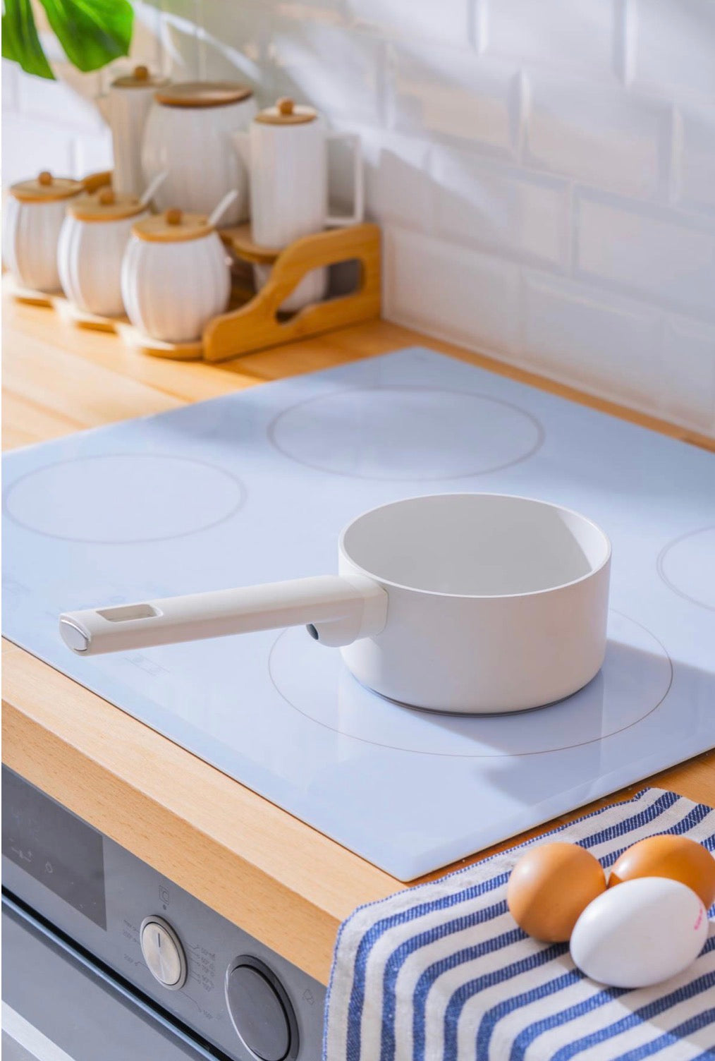 Acar Ultimate Pro Sauspannetje 14 cm Keramische Coating Anti-aanbak Mini Pan Crème