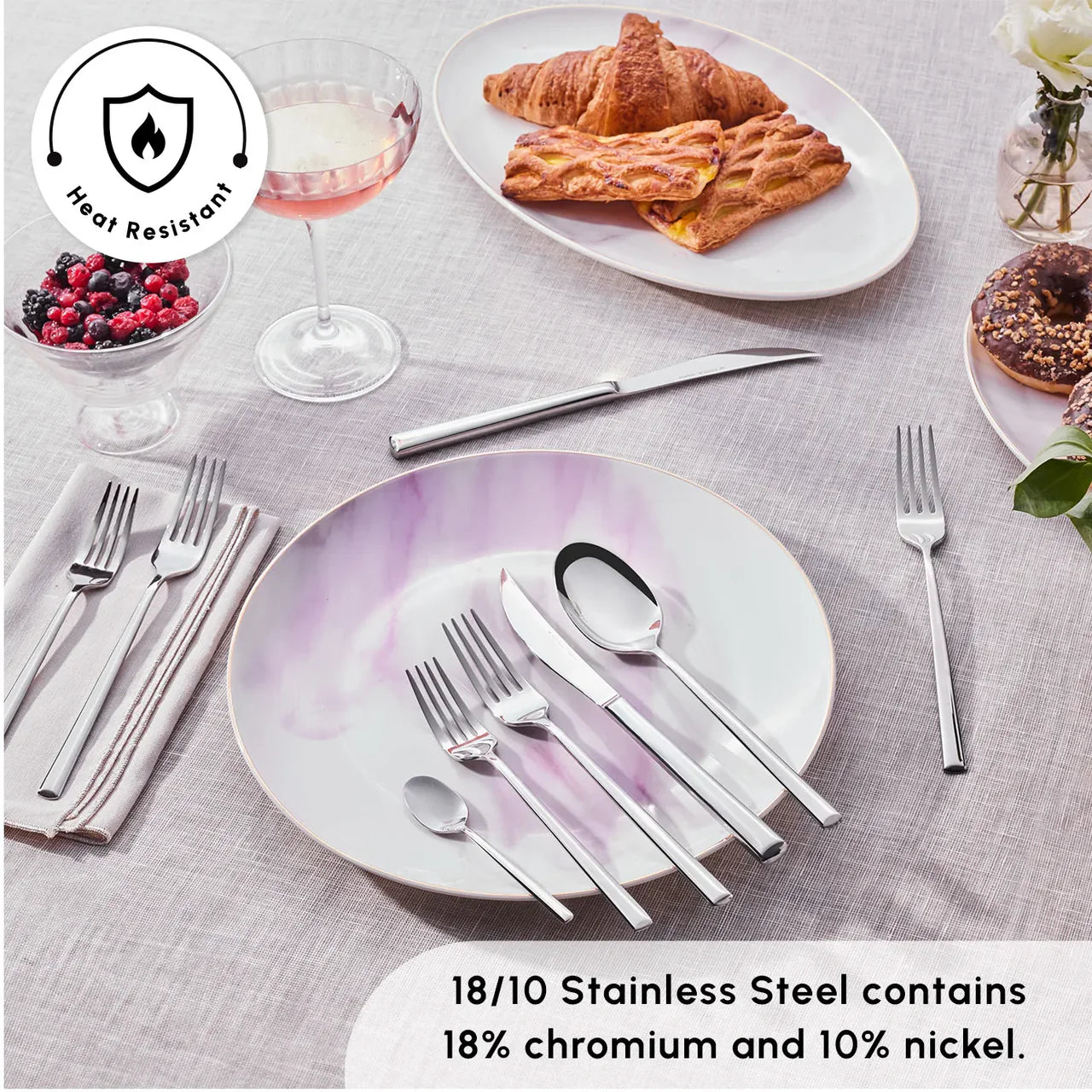 Karaca Tivoli Elegance 12 Person 60 Piece Fork Spoon Knife Set