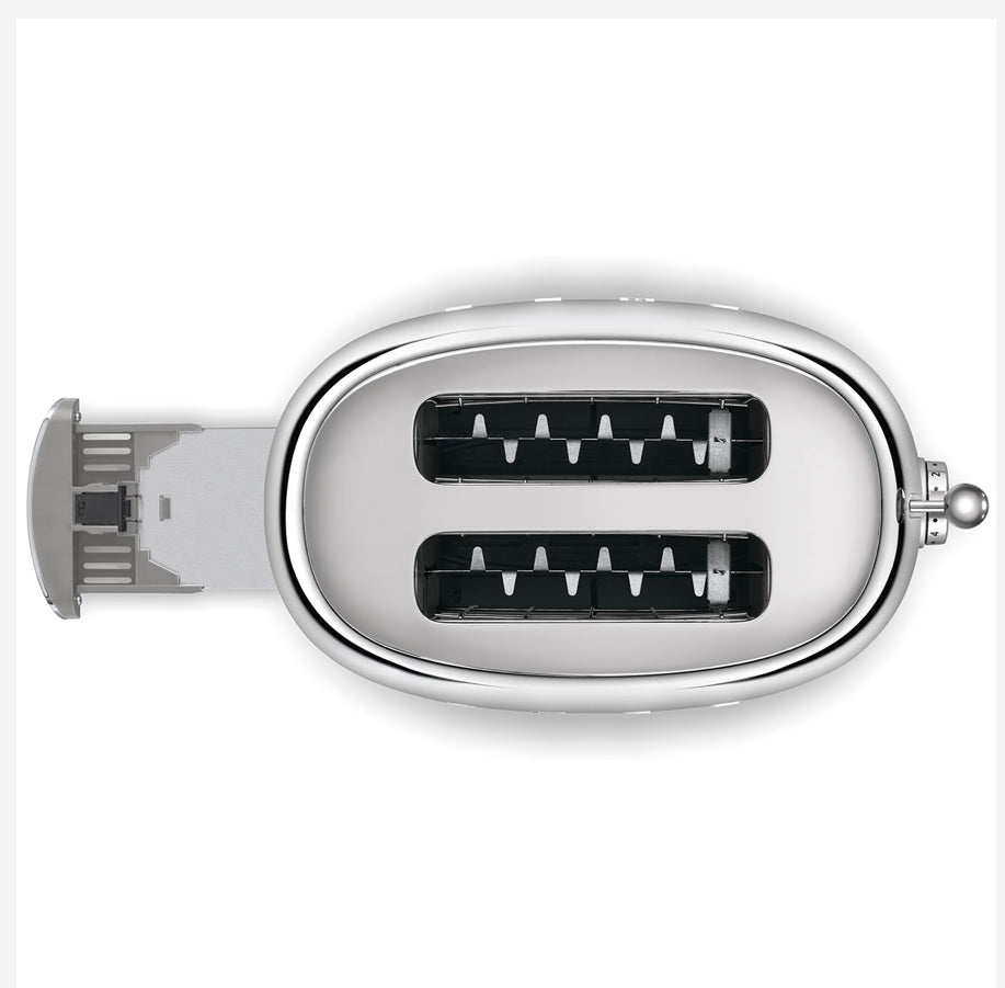 SMEG TSF01SSEU Gepolijste Stalen Broodrooster - Broodrooster 2x2, 950W, Retro 50's Stijl