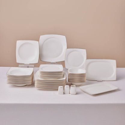Karaca Square Bone Vesta 53 Piece Square Form Bone Dinner Set for 12 People – Gold