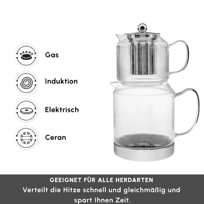 Karaca Kelly XL Cam Çaydanlık – 1000 ml Demlik, 2000 ml Suluk, Borosilikat Cam