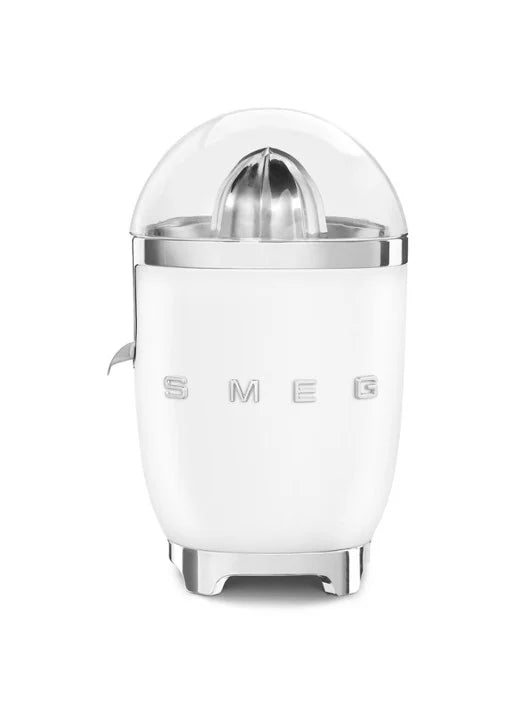 SMEG CJF11WHEU Witte elektrische citruspers – roestvrijstalen kegel, anti-druppelsysteem, Tritan Renew