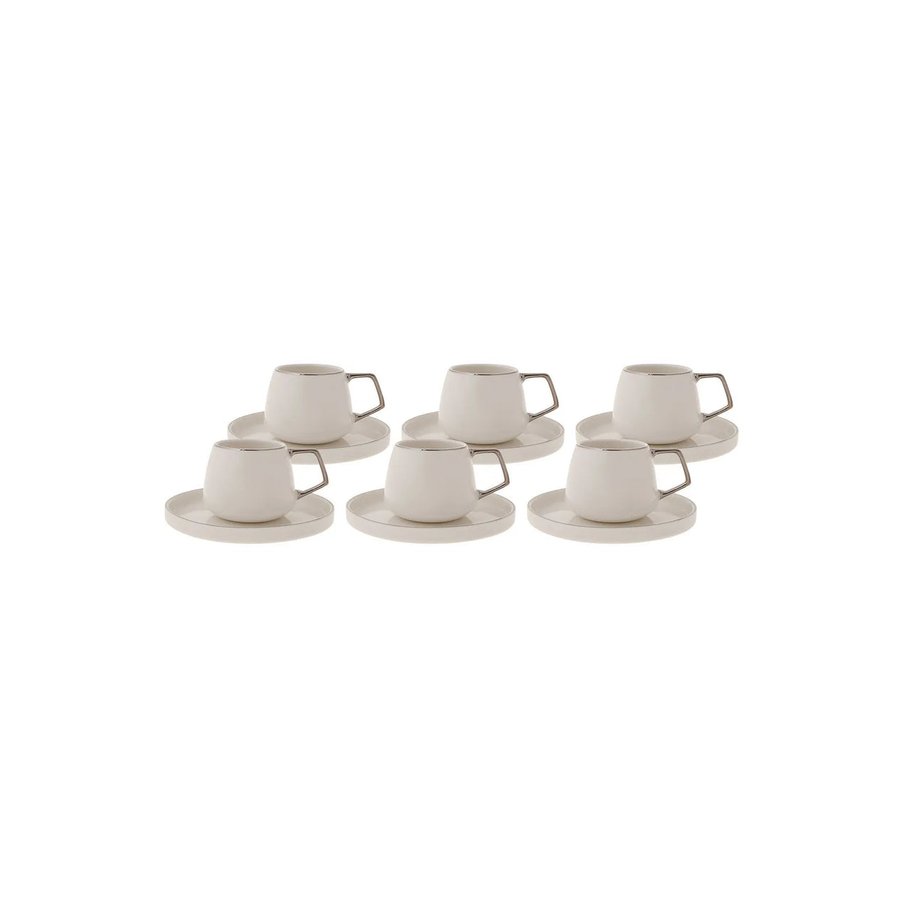 Karaca Streamline Saturn Platinum Coffee Cup Set for 6 People – 12 Pieces