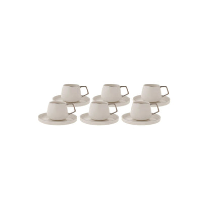 Karaca Streamline Saturn Platinum Coffee Cup Set for 6 People – 12 Pieces