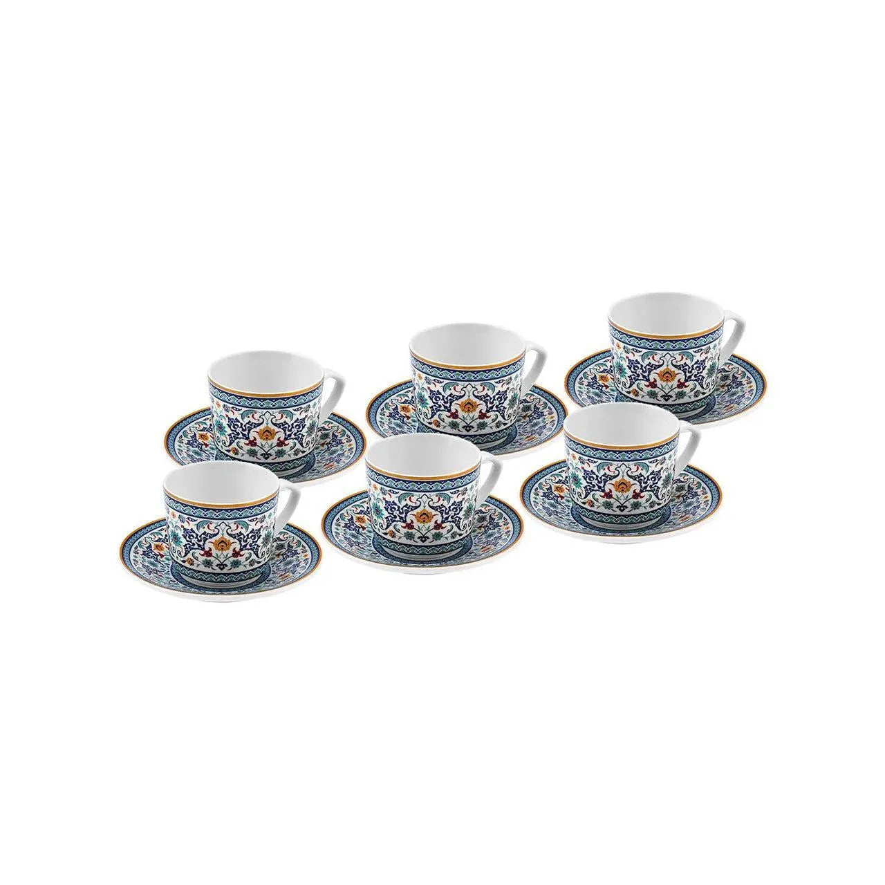 Karaca Beylerbeyi 6 Person Coffee Cup Set, 80 ml, Patterned Porcelain