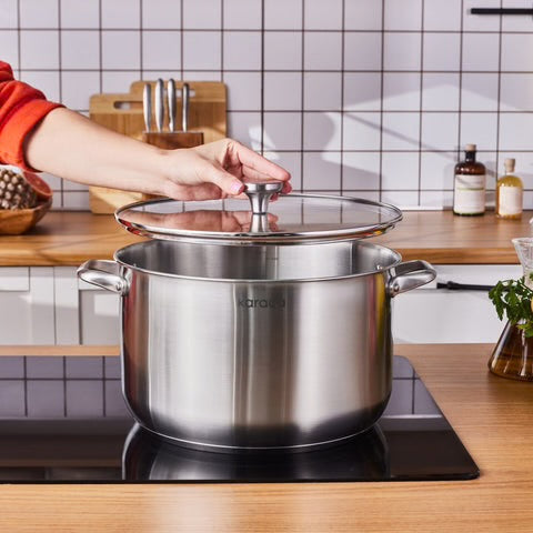 Karaca Elite 30 cm Paslanmaz Çelik Tencere – 12,3 L, İndüksiyon Uyumlu