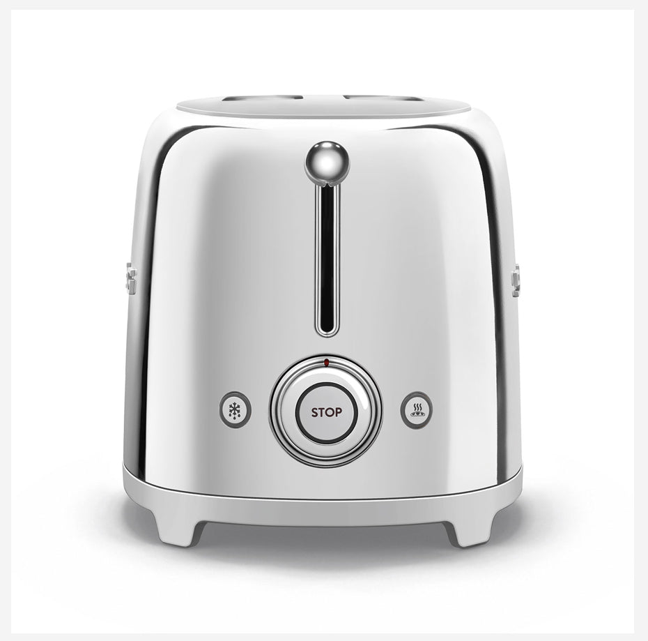 SMEG TSF01SSEU Gepolijste Stalen Broodrooster - Broodrooster 2x2, 950W, Retro 50's Stijl