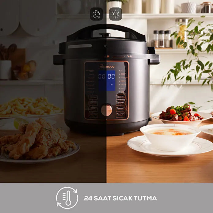 Karaca Cooker 2’si 1 Arada 6 L Akıllı Elektrikli Düdüklü Tencere & Airfryer – Mat Siyah
