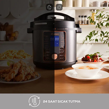 Karaca Cooker 2’si 1 Arada 6 L Akıllı Elektrikli Düdüklü Tencere & Airfryer – Mat Siyah