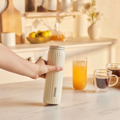 Karaca Rimo 600 ml Stalen Thermosfles – Lekvrij, 8 Uur Warm, 6 Uur Koud, Crème