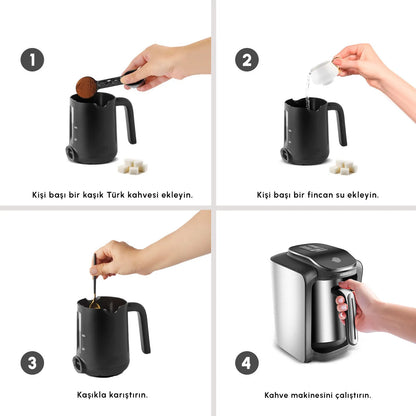 Karaca Hatır Neo Inox Turkse Koffiemachine – Stalen Cezve, Kolen en Aromatische Koffie