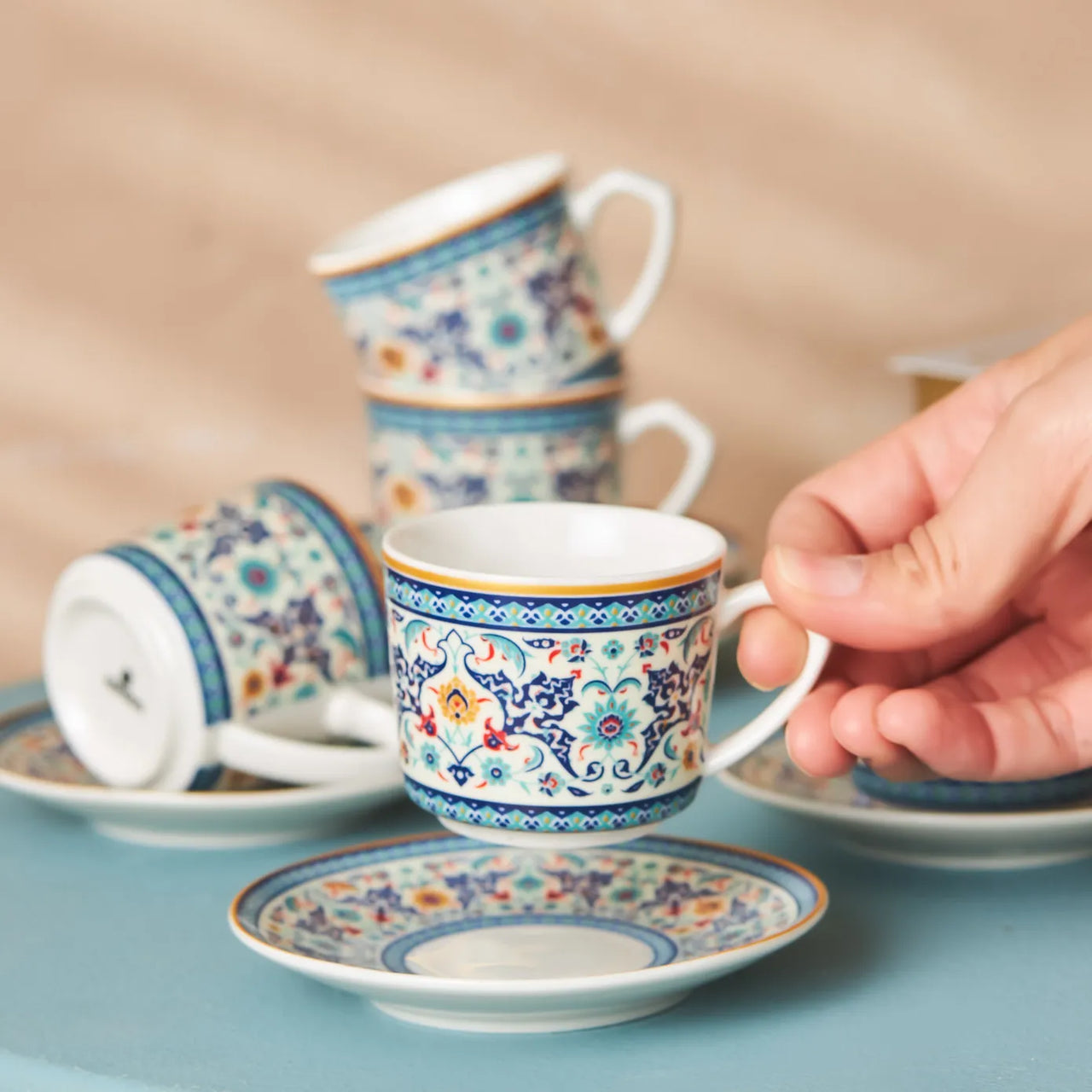 Karaca Beylerbeyi 6 Kişilik Kahve Fincan Takımı, 80 ml, Desenli Porselen