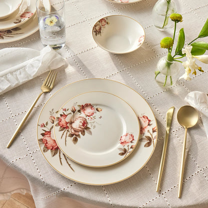 Karaca Bone China Rosie 24 Parça 6 Kişilik Yemek Takımı – Çok Renkli Çiçek Desenli