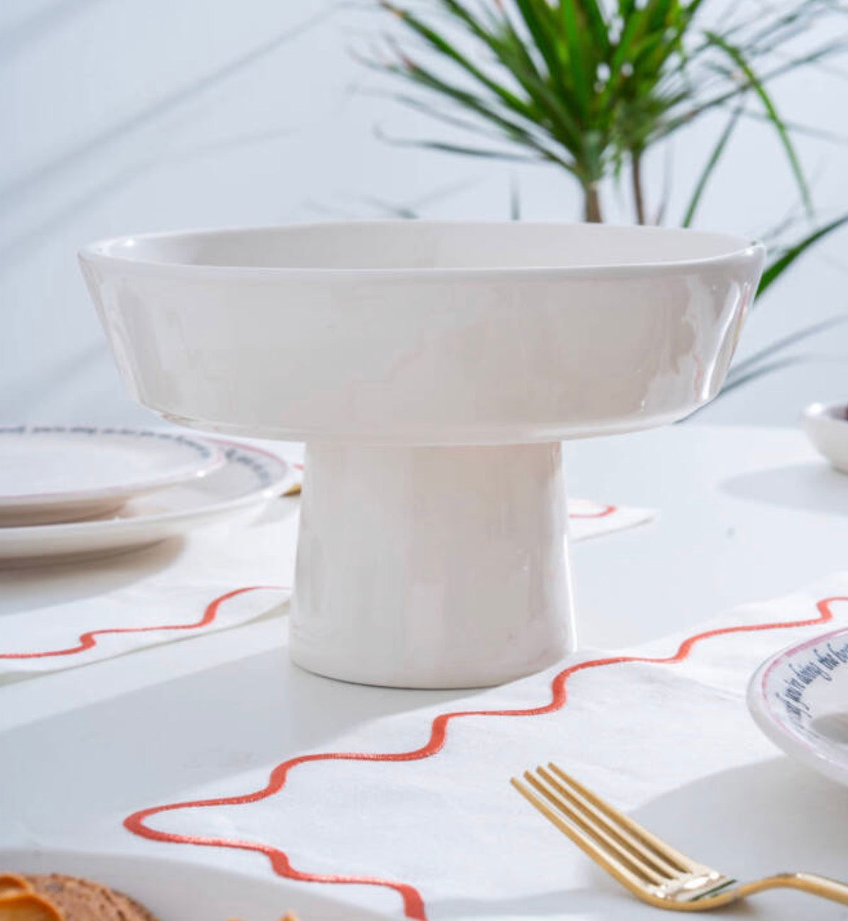 Acar Laila Footed Fruit Bowl 22 cm – Elegant Ceramic Serving Dish