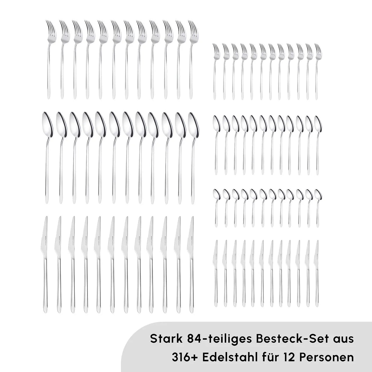Karaca Stark 316+ Çelik 84 Parça 12 Kişilik Premium Çatal Kaşık Bıçak Takımı