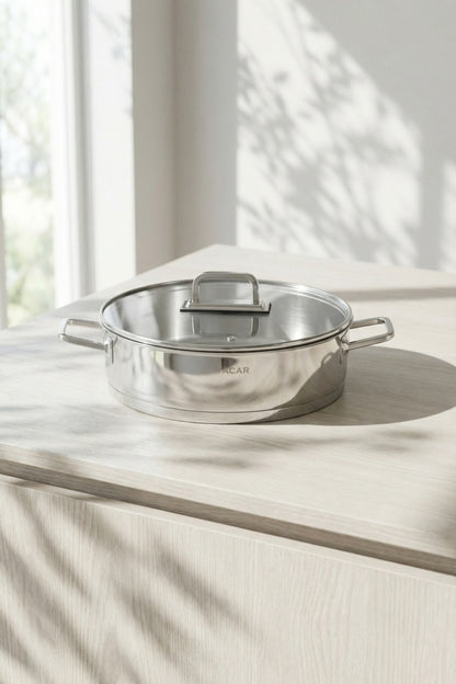 Acar Karat 8-delige Stalen Pannenset – 22 / 24 / 26 / 28 cm Roestvrij Staal, 2 Jaar Garantie