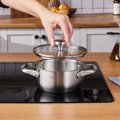 Karaca Elite Paslanmaz Çelik Sığ Tencere 18 cm – İndüksiyon Uyumlu