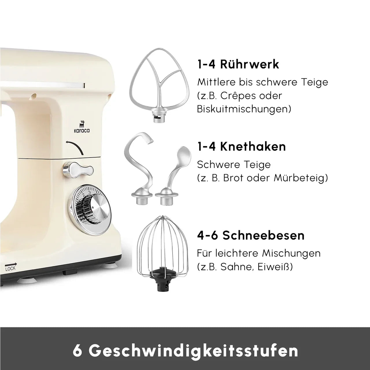 Karaca Blendburst Stand Mikser 5,7 L 1400W – İkonik Bej