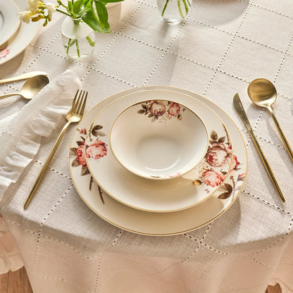 Karaca Bone China Rosie 24 Parça 6 Kişilik Yemek Takımı – Çok Renkli Çiçek Desenli