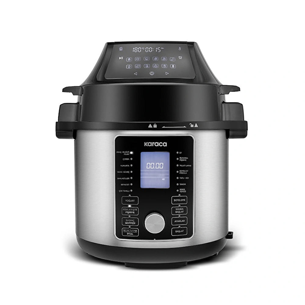 Karaca Cooker 2-in-1 6 L Smart Electric Pressure Cooker & Airfryer – Silver