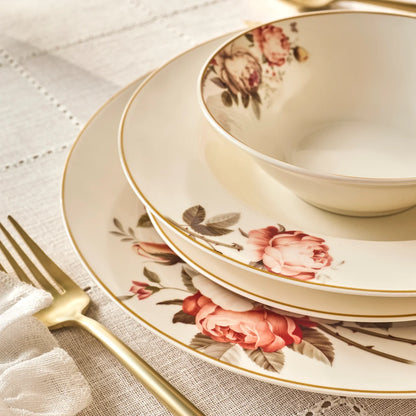 Karaca Bone China Rosie 24 Parça 6 Kişilik Yemek Takımı – Çok Renkli Çiçek Desenli
