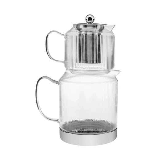 Karaca Kelly XL Cam Çaydanlık – 1000 ml Demlik, 2000 ml Suluk, Borosilikat Cam