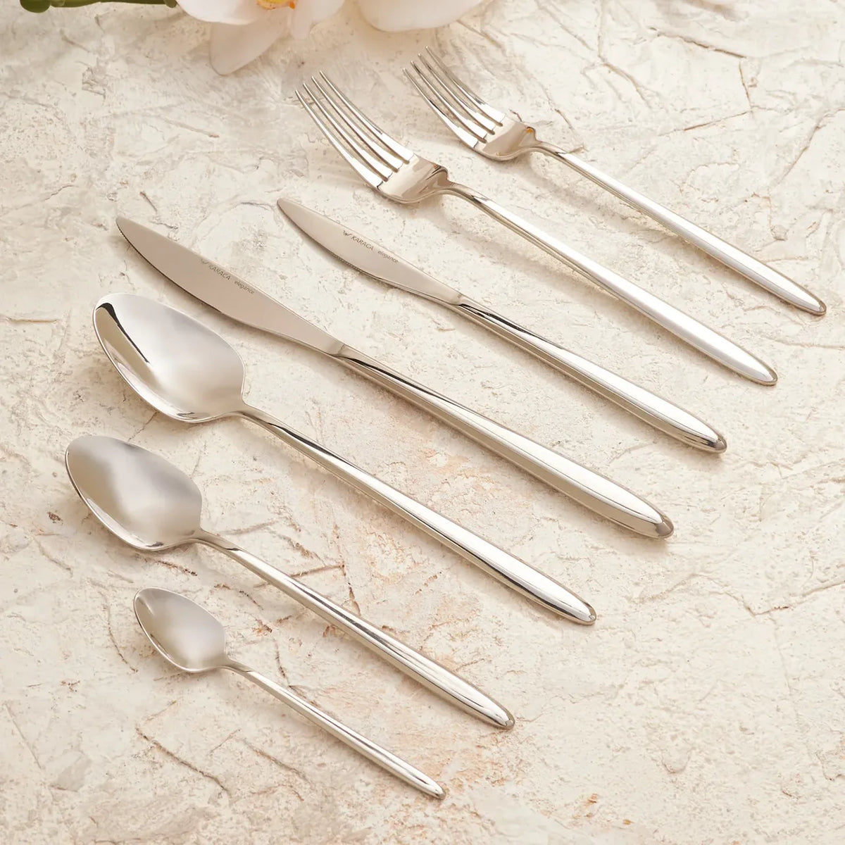 Karaca New Flow 84-Piece 12-Person Cutlery Set – Boxed Flatware Set