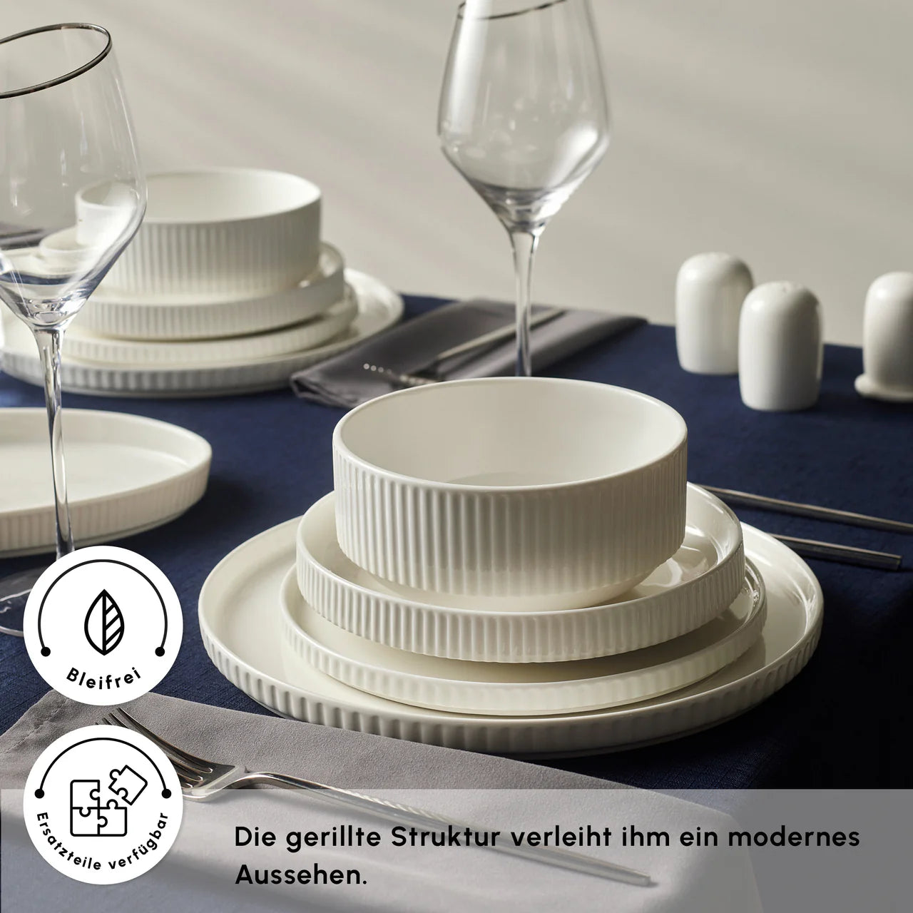 Karaca Forever Bone Pablito 53 Piece Dinner Set for 12 People – White