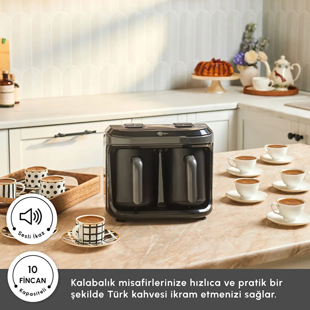 Karaca Hatır Hüp Düet Aroma İkili Türk Kahve Makinesi Space Gray – Çift Cezveli Türk Kahvesi Makinesi