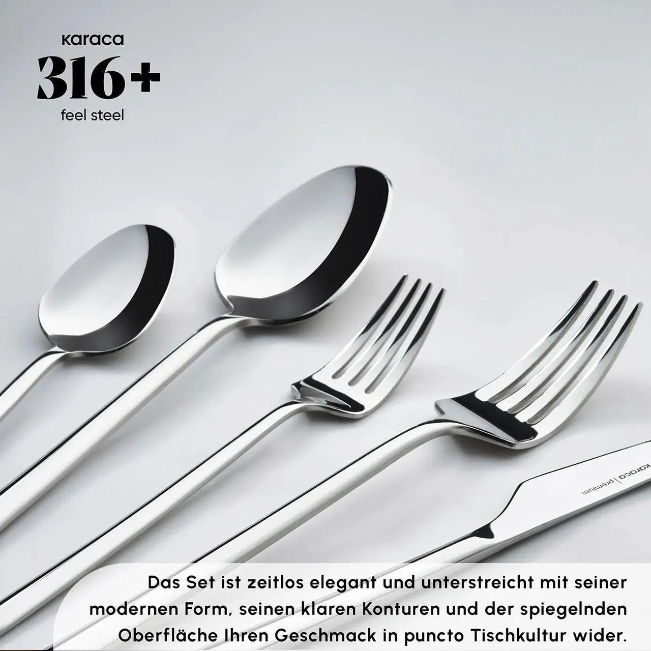 Karaca Stark 316+ Steel 84 Piece 12 Person Premium Fork Spoon Knife Set