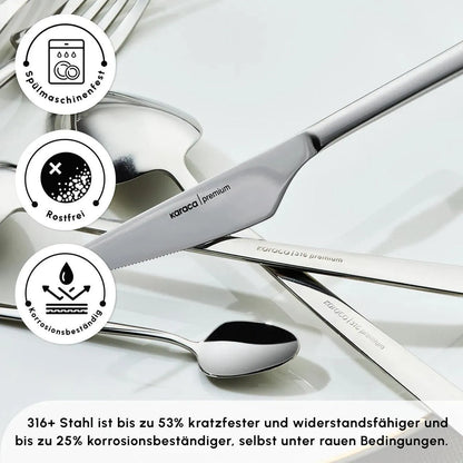 Karaca Stark 316+ Steel 84 Piece 12 Person Premium Fork Spoon Knife Set