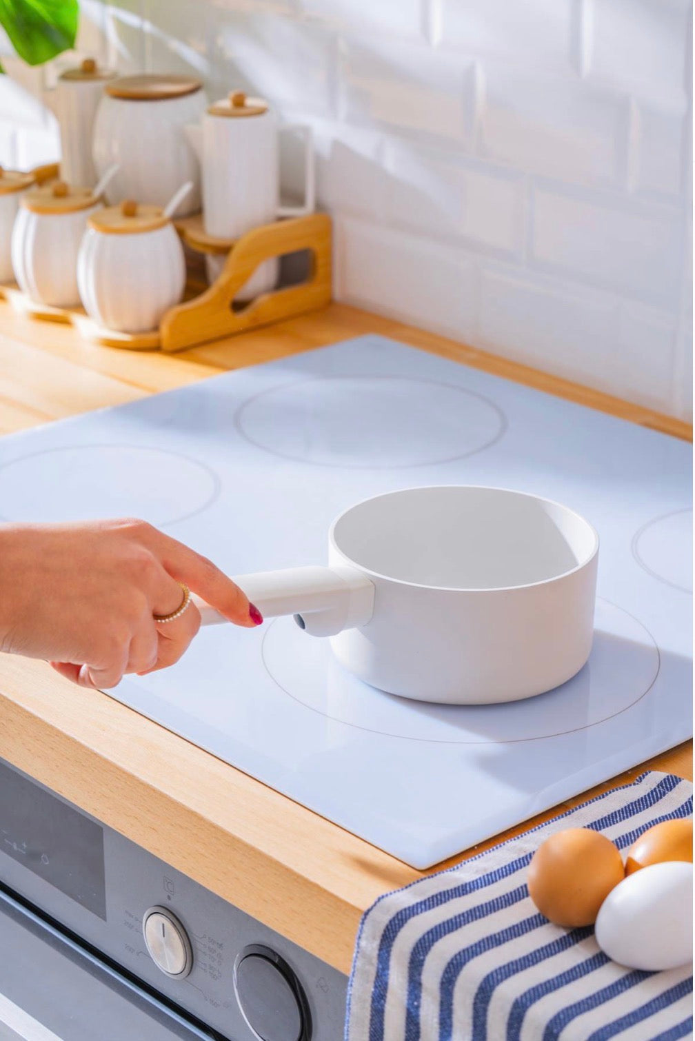 Acar Ultimate Pro Sauspannetje 14 cm Keramische Coating Anti-aanbak Mini Pan Crème
