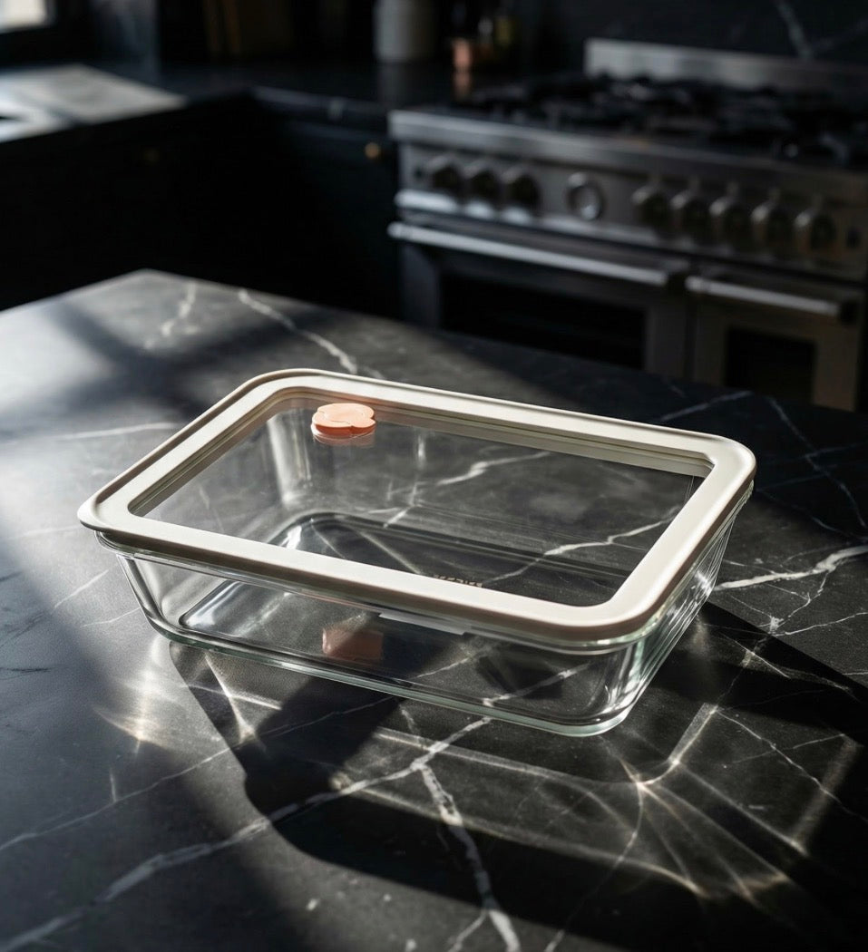Acar Maxwell Borosilicaat Glazen Bewaarbak 700 ml Rechthoekig Vacuüm Siliconen Deksel