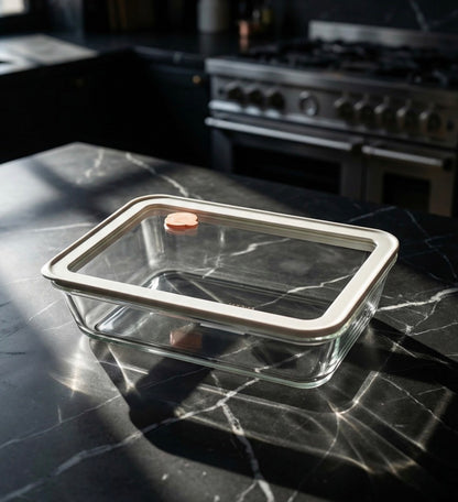 Acar Maxwell Borosilicaat Glazen Bewaarbak 700 ml Rechthoekig Vacuüm Siliconen Deksel