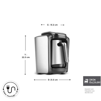 Karaca Hatır Neo Inox Turkse Koffiemachine – Stalen Cezve, Kolen en Aromatische Koffie