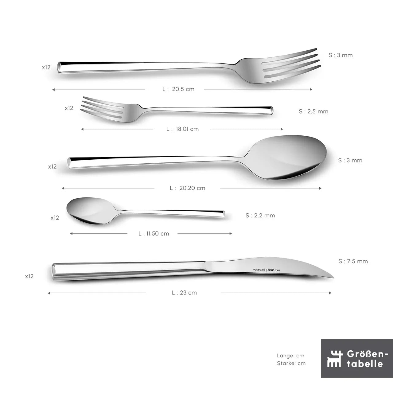 Karaca Tivoli Elegance 12 Person 60 Piece Fork Spoon Knife Set