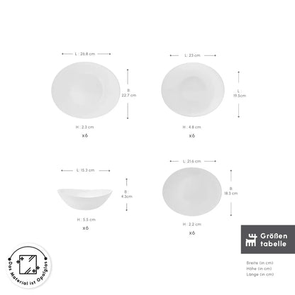 Karaca White Pure Opal Glas 24-delig 6 Personen Serviesset