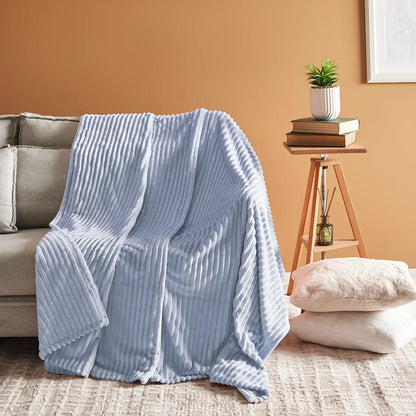 Karaca Ruby Stripe Wellsoft Tweepersoonsdeken – Blauw, Zacht en Warm