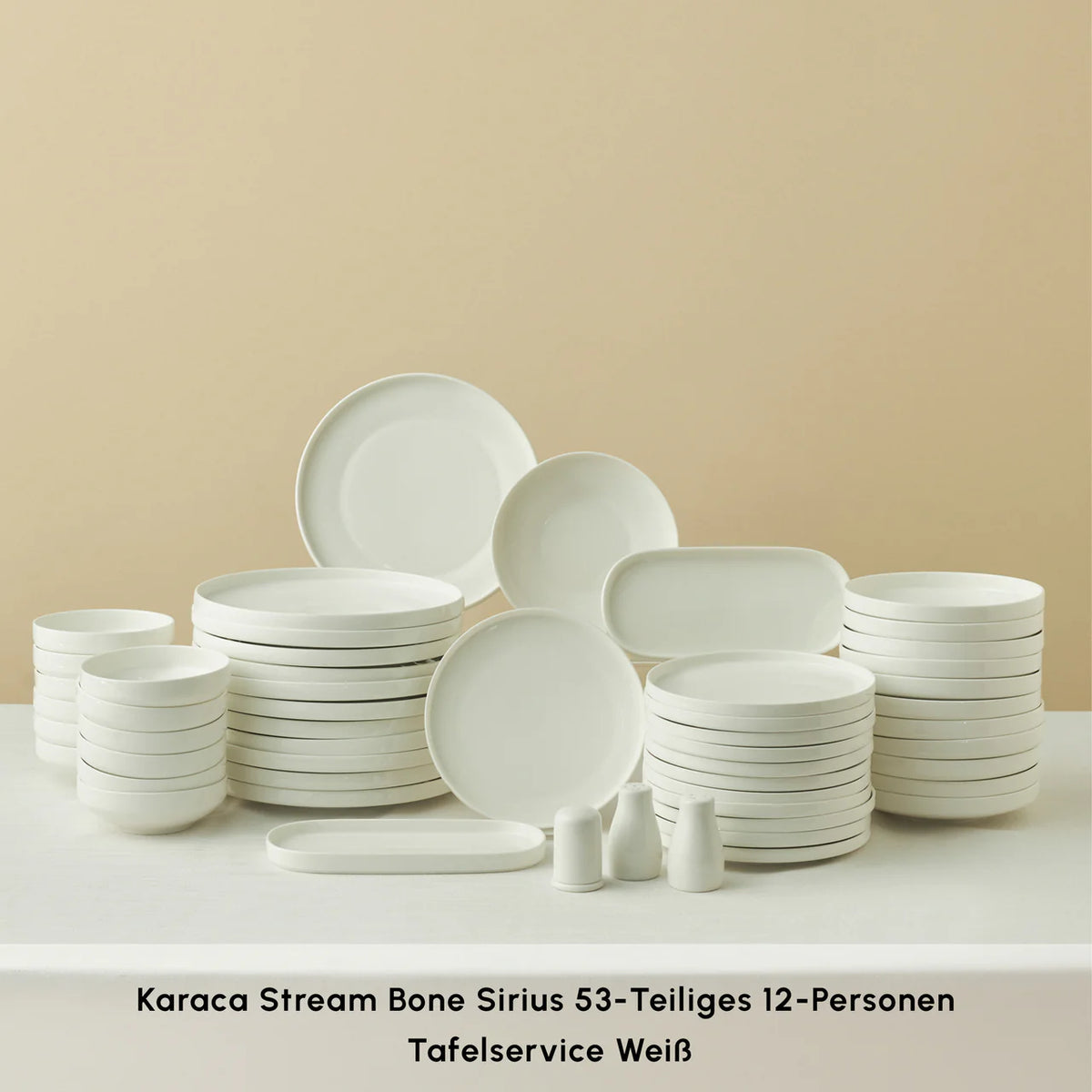 Karaca Stream Bone Sirius 53-Piece 12-Person Dinner Set White
