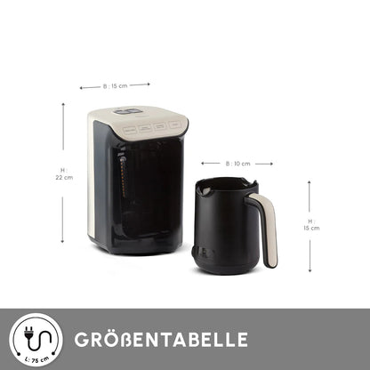 Karaca Hatır Köz Türk Kahve Makinesi Soft Cream – 5 Fincan Kapasiteli, Bol Köpüklü, 535W | 6 Kişilik Fincan Seti ve 100 gr Karaca Hatır Kahvesi Hediyeli