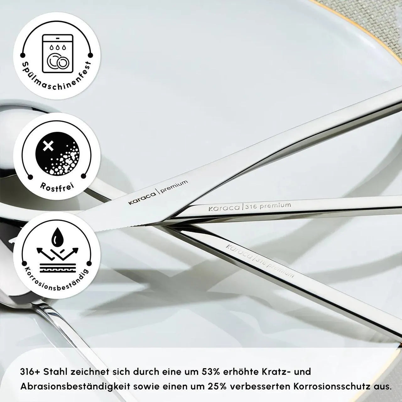 Karaca Look 316+ Steel 84 Piece 12 Person Fork Spoon Knife Set – Premium Series