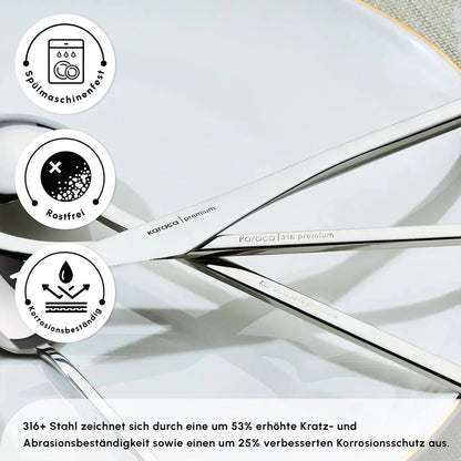 Karaca Look 316+ Steel 84 Piece 12 Person Fork Spoon Knife Set – Premium Series