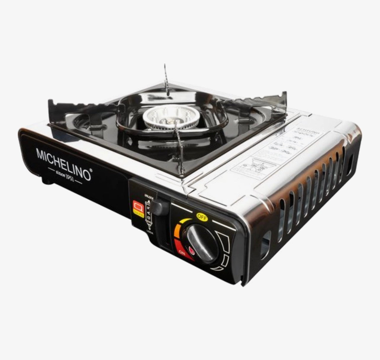 Michelino Kampeerfornuis 2,5 KW – Piëzo Ontsteking, Draagtas Gasfornuis