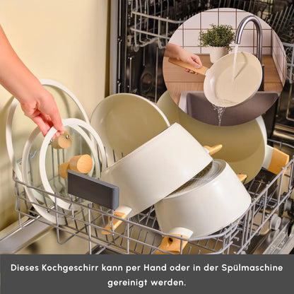 Karaca Swiss Crystal Almond Cream 7 Piece Induction Cookware Set