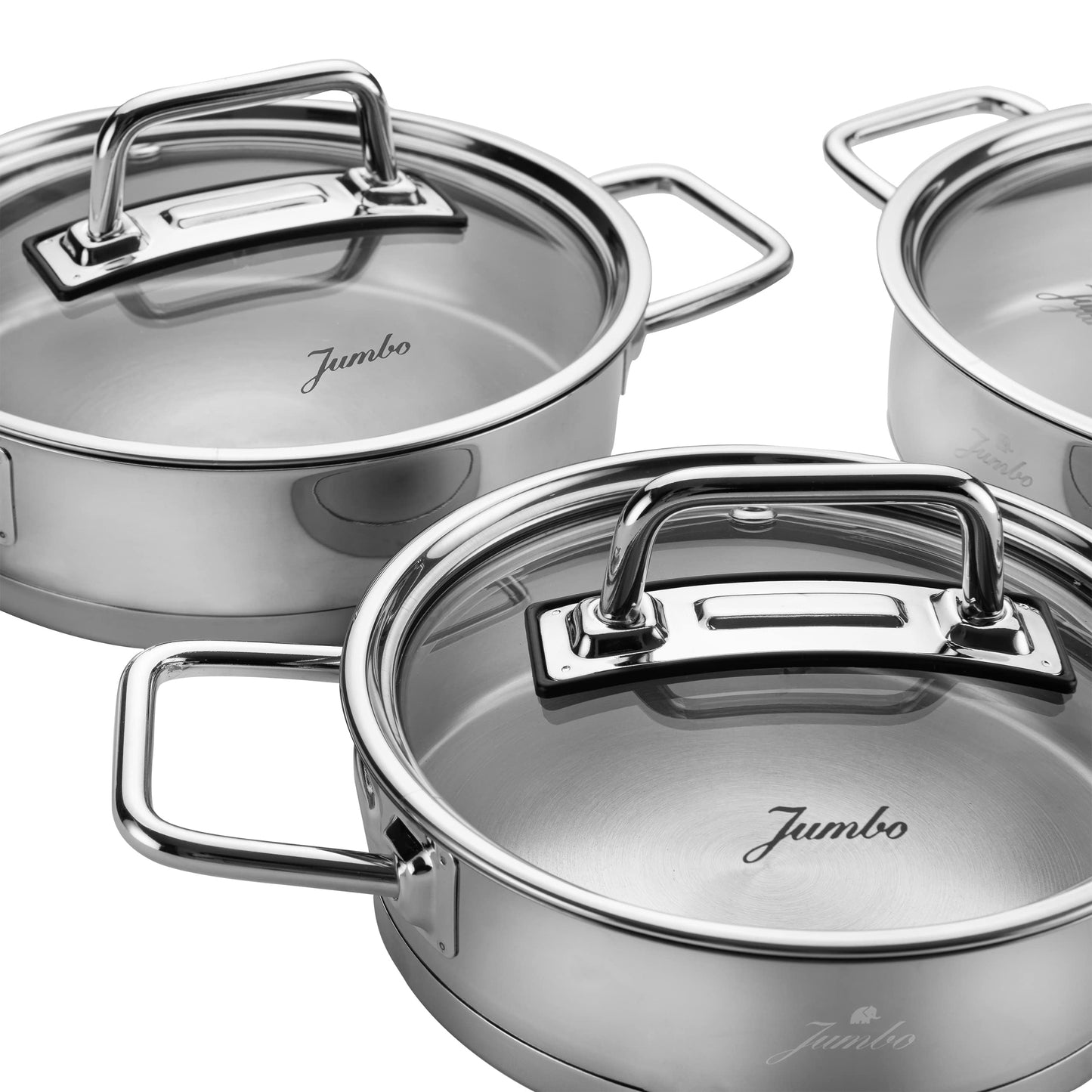 Jumbo Assos 3’lü Çelik Sahan Seti – 6 Parça, İndüksiyon Uyumlu