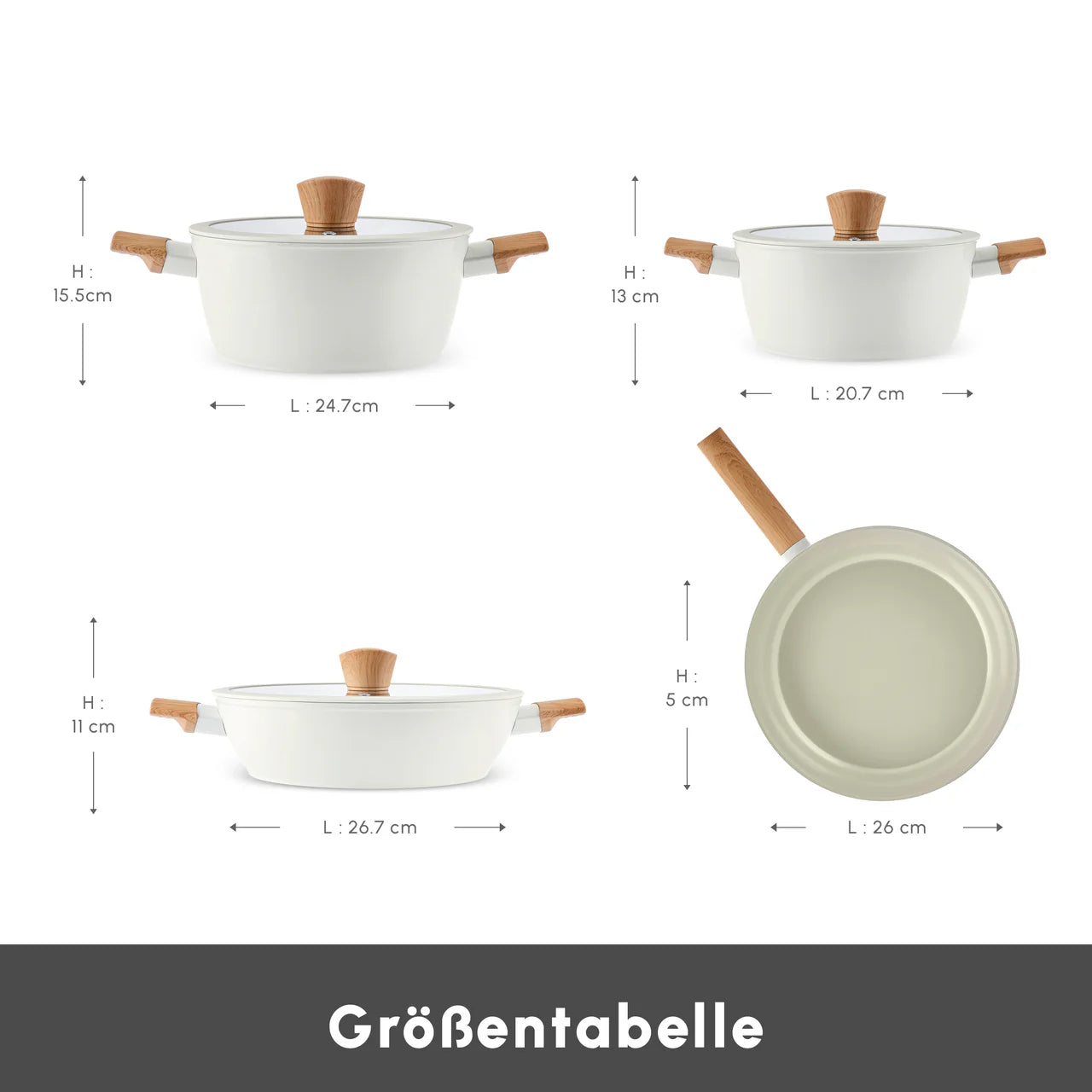 Karaca Swiss Crystal Almond Cream 7 Piece Induction Cookware Set