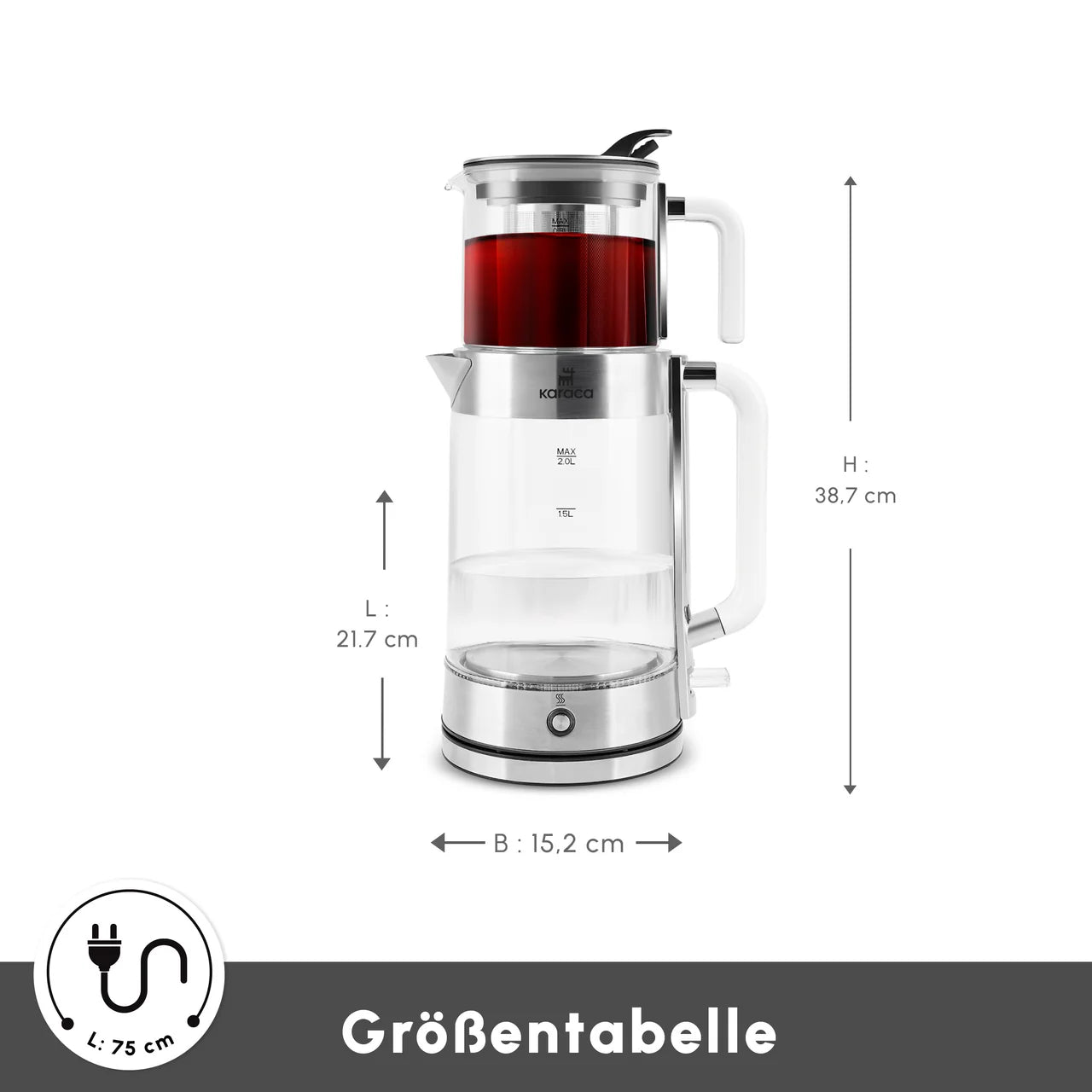 Karaca Luma Cam Çay Makinesi – 2,8 L, 2200 W