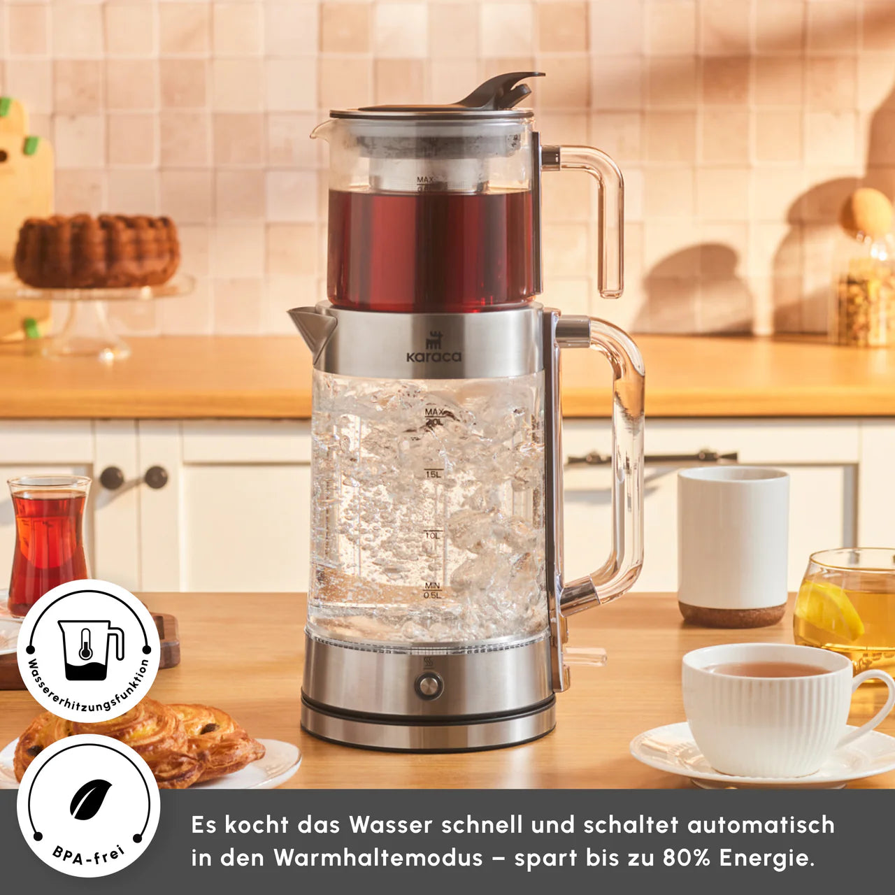 Karaca Luma Cam Çay Makinesi – 2,8 L, 2200 W