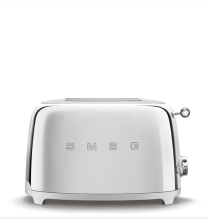 SMEG TSF01SSEU Gepolijste Stalen Broodrooster - Broodrooster 2x2, 950W, Retro 50's Stijl