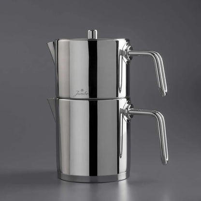Jumbo Metalix Full Metal Çaydanlık – 304 Paslanmaz Çelik, 1.1 L Demlik – 1.5 L Suluk